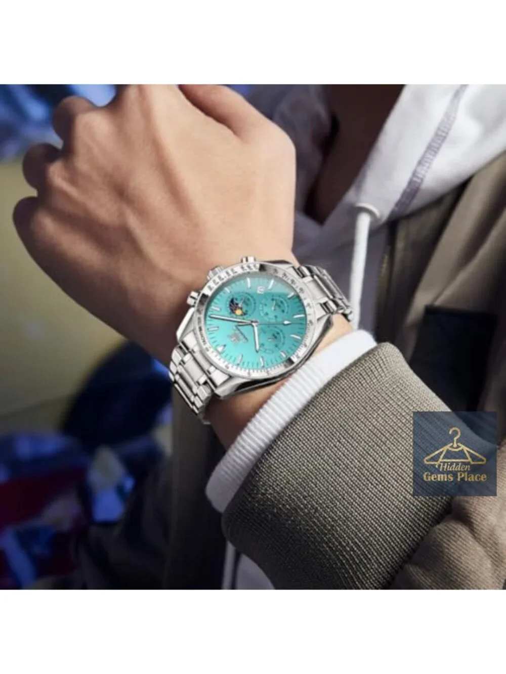 Men's Business Dress Watch Stainless Steel Waterproof Chronograph
